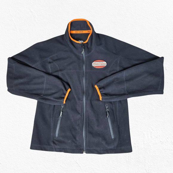Harley Davidson Black Fleece Retro Harley Patch Full Zip Jacket Size Medium - Picture 1 of 9
